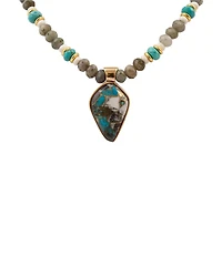Barse Golden And Genuine Stone Earthbound Luxe Short Pendant Necklace