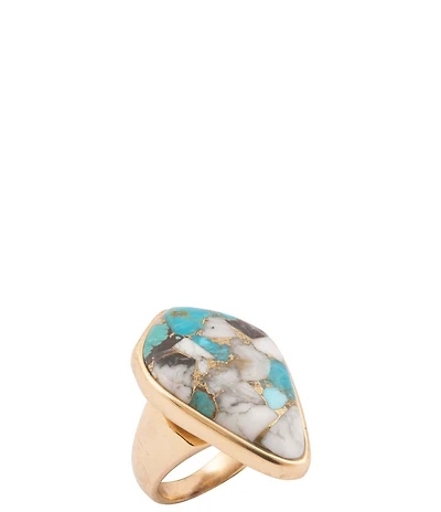 Barse Golden And Genuine Stone Earthbound Luxe Statement Ring