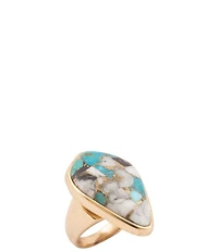 Barse Golden And Genuine Stone Earthbound Luxe Statement Ring