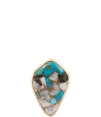 Barse Golden And Genuine Stone Earthbound Luxe Statement Ring