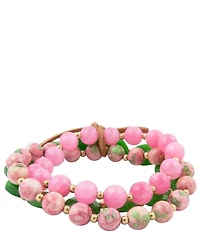 Barse Golden and Genuine Stone Fresh Cut Stretch Bracelet Set