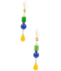 Barse Golden and Genuine Stone Gem Garden Linear Earrings