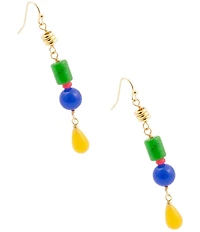 Barse Golden and Genuine Stone Gem Garden Linear Earrings