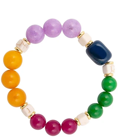 Barse Golden and Genuine Stone Gem Garden Stretch Bracelet