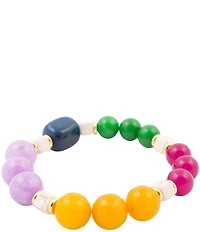 Barse Golden and Genuine Stone Gem Garden Stretch Bracelet