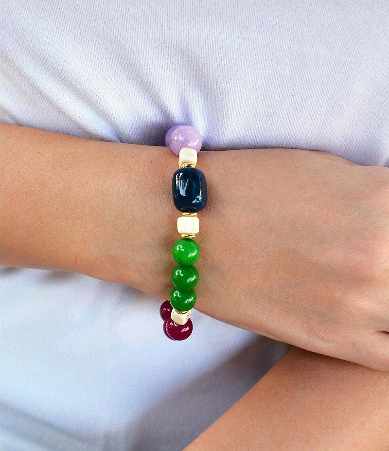 Barse Golden and Genuine Stone Gem Garden Stretch Bracelet