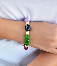 Barse Golden and Genuine Stone Gem Garden Stretch Bracelet