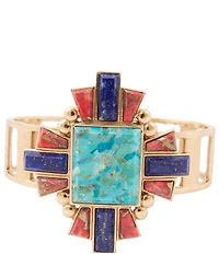 Barse Golden and Genuine Stone Imperial Mesa Statement Cuff Bracelet