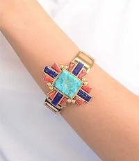 Barse Golden and Genuine Stone Imperial Mesa Statement Cuff Bracelet