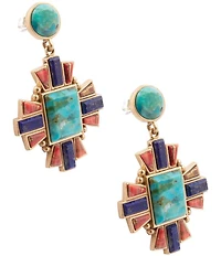 Barse Golden And Genuine Stone Imperial Mesa Statement Drop Earrings