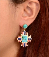 Barse Golden And Genuine Stone Imperial Mesa Statement Drop Earrings