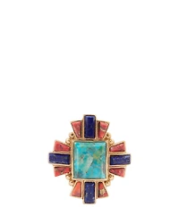 Barse Golden And Genuine Stone Imperial Mesa Statement Ring