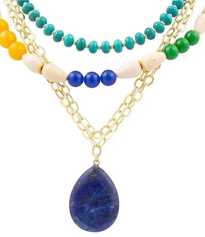 Barse Golden and Genuine Stone Joyous Hues Statement Necklace