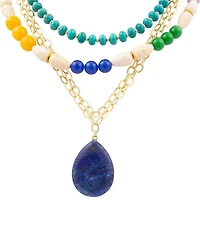 Barse Joyous Hues Genuine Stone Beaded Statement Multi-Strand Pendant Necklace