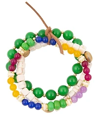 Barse Golden and Genuine Stone Joyous Hues Stretch Bracelet Set