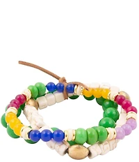Barse Golden and Genuine Stone Joyous Hues Stretch Bracelet Set