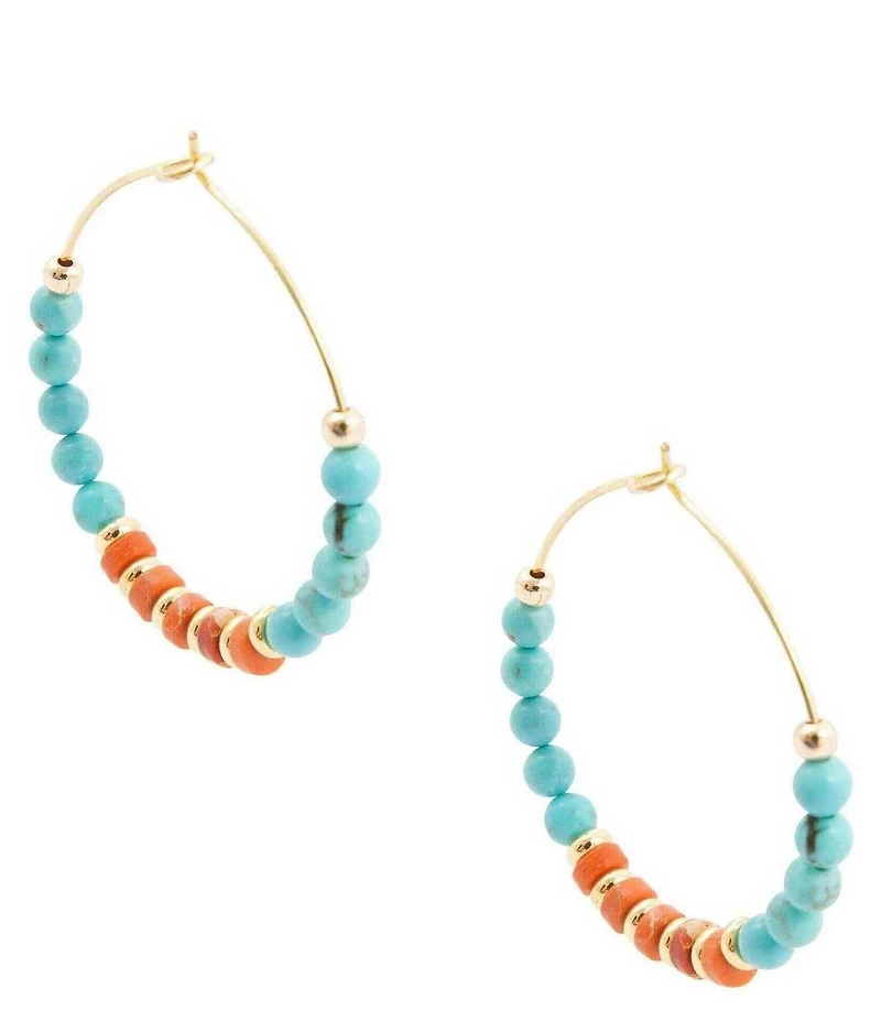 Barse Marfa Genuine Stone Beaded Hoop Earrings