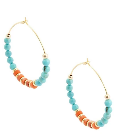 Barse Marfa Genuine Stone Beaded Hoop Earrings