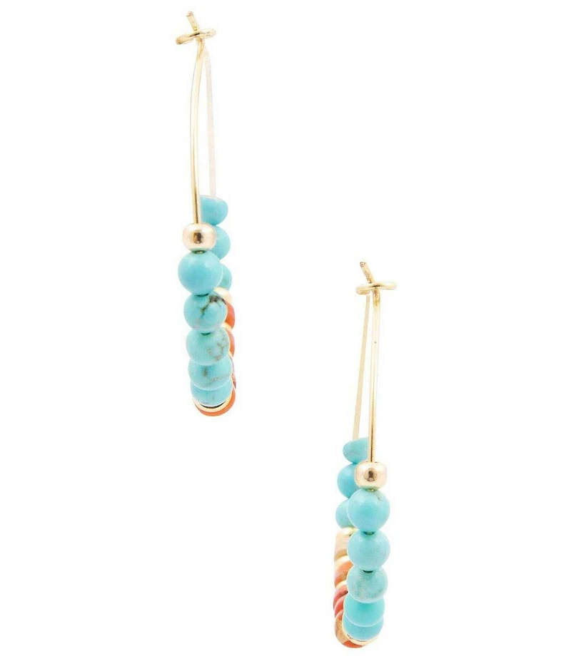 Barse Marfa Genuine Stone Beaded Hoop Earrings