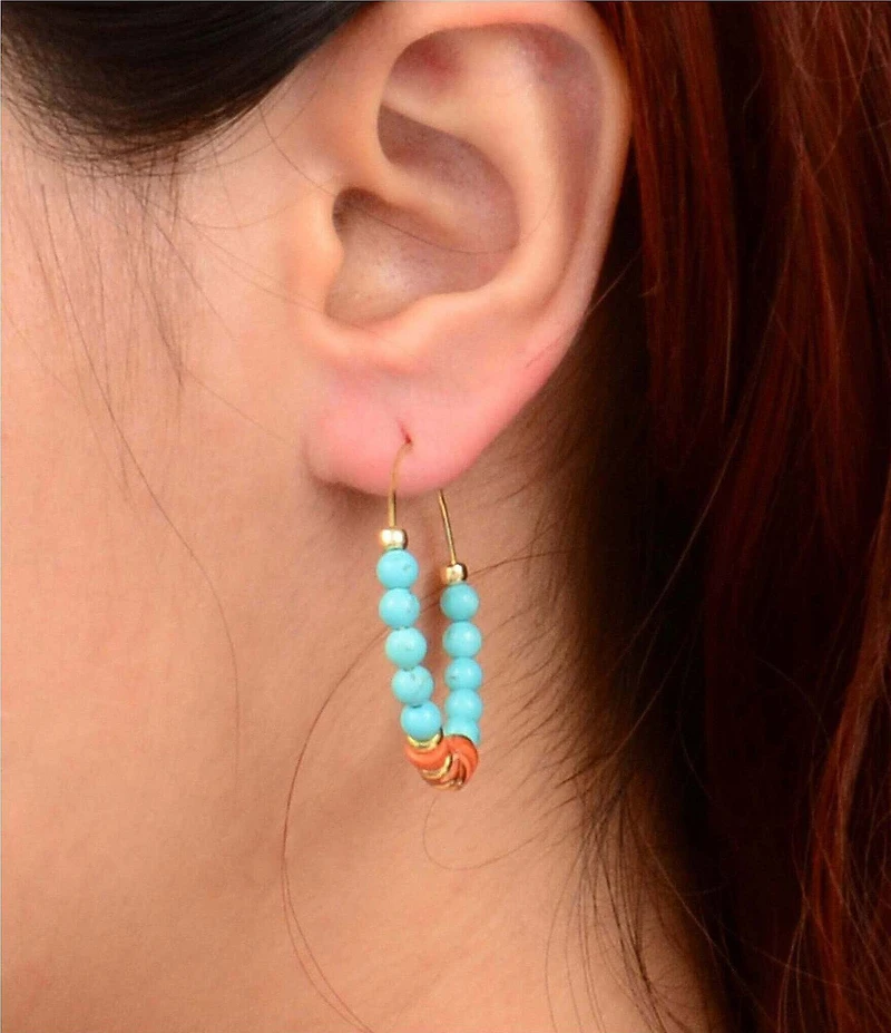 Barse Marfa Genuine Stone Beaded Hoop Earrings