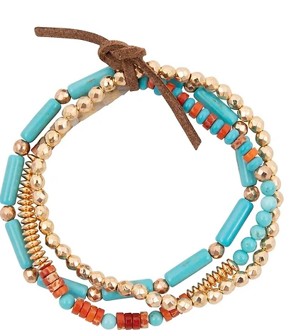 Barse Marfa Genuine Stone Beaded Stretch Bracelet Set