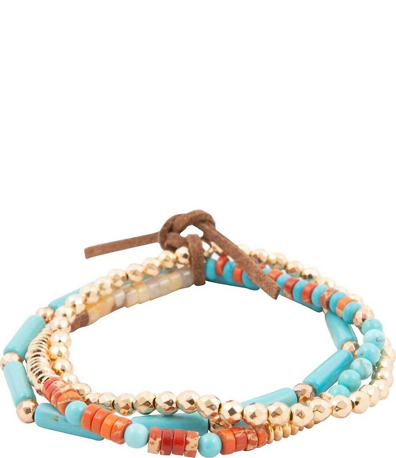 Barse Marfa Genuine Stone Beaded Stretch Bracelet Set