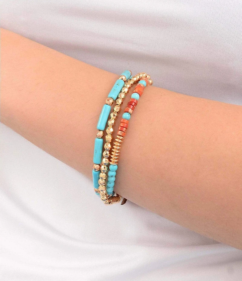 Barse Marfa Genuine Stone Beaded Stretch Bracelet Set