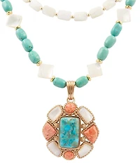Barse Golden and Genuine Stone Mesa Statement Necklace