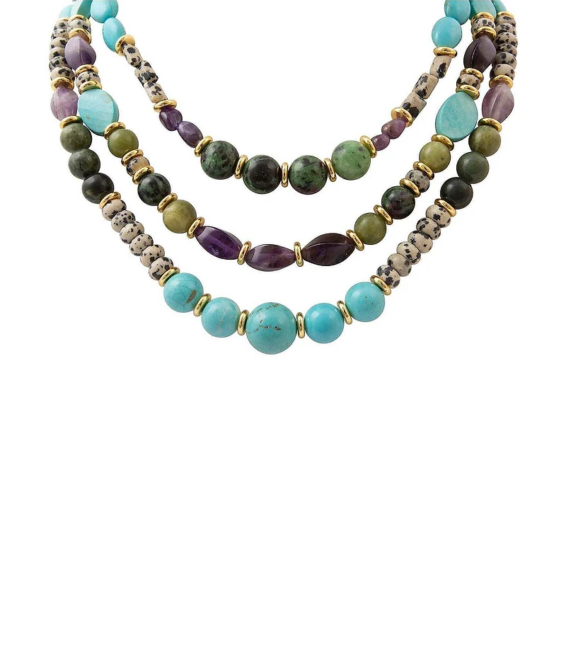 Barse Golden And Genuine Stone Sagebrush Statement Necklace