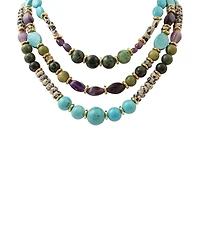 Barse Golden And Genuine Stone Sagebrush Statement Necklace