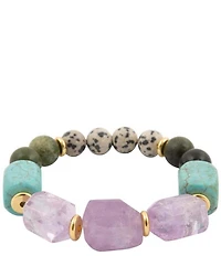 Barse Golden And Genuine Stone Sagebrush Stretch Bracelet