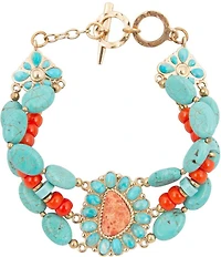 Barse Golden and Genuine Stone Santa Fe Toggle Line Bracelet