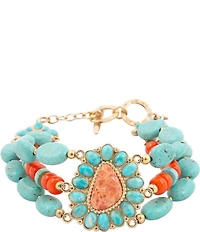 Barse Golden and Genuine Stone Santa Fe Toggle Line Bracelet