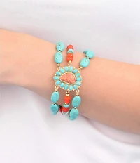 Barse Golden and Genuine Stone Santa Fe Toggle Line Bracelet