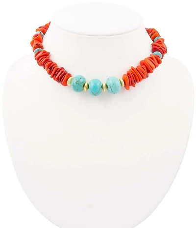 Barse Taos Genuine Stone Statement Collar Necklace