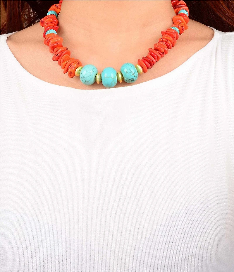 Barse Taos Genuine Stone Statement Collar Necklace