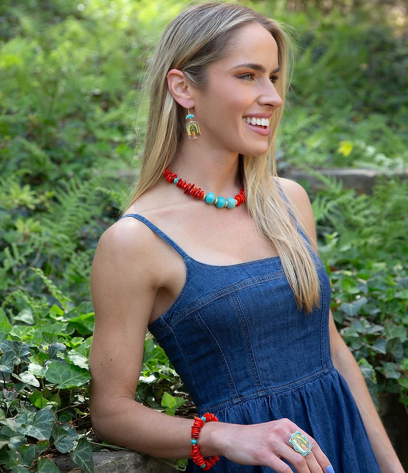 Barse Taos Genuine Stone Statement Collar Necklace