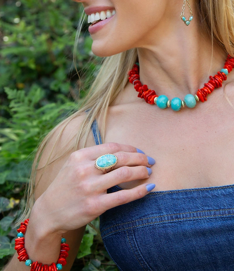 Barse Taos Genuine Stone Beaded Stretch Bracelet