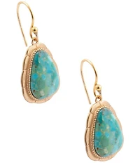 Barse Golden And Genuine Turquoise Desert Plume Drop Earrings