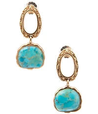 Barse Golden And Genuine Turquoise Desert Sky Drop Earrings