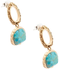 Barse Golden And Genuine Turquoise Desert Sky Drop Earrings