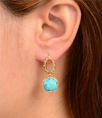 Barse Golden And Genuine Turquoise Desert Sky Drop Earrings
