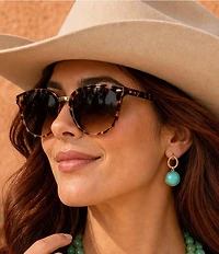 Barse Golden And Genuine Turquoise Desert Sky Drop Earrings
