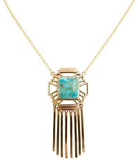 Barse Mojave Genuine Turquoise Fringe Short Pendant Necklace
