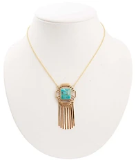 Barse Mojave Genuine Turquoise Fringe Short Pendant Necklace