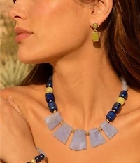 Barse Golden And Green Jade Willow Drop Earrings
