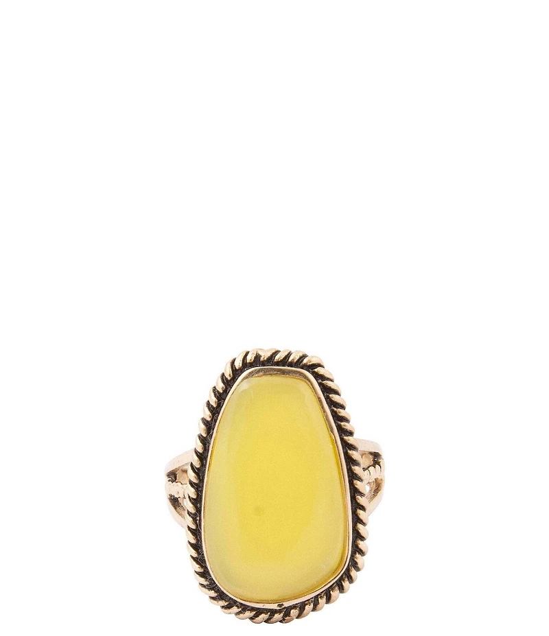 Barse Golden And Green Jade Willow Statement Ring