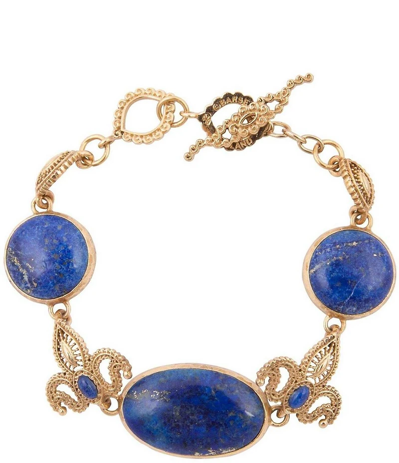 Barse Mehndi Golden and Lapis Adjustable Link Line Bracelet