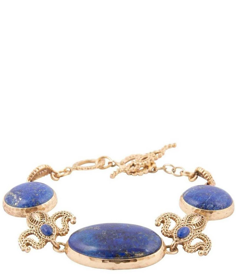 Barse Mehndi Golden and Lapis Adjustable Link Line Bracelet