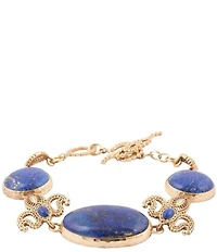 Barse Golden and Lapis Mehndi Adjustable Link Line Bracelet